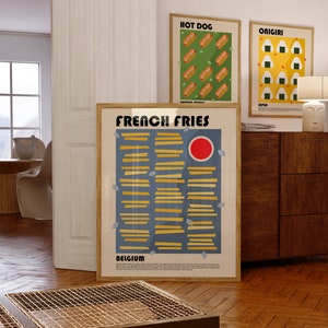French Fries Art Print, Fast Food Poster, Chips Print, Modern Kitchen Wall Art, Minimalist Food Art, Vintage Style Poster, Junk Food Poster