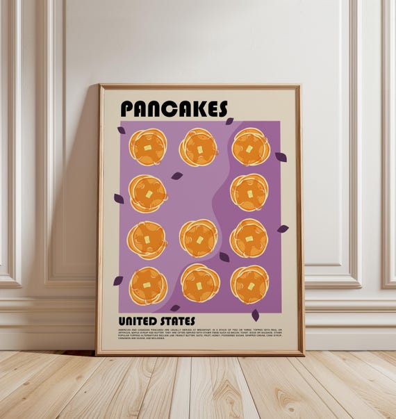 Pancake Poster, Breakfast Print, Food Print, Food Poster, Restaurant Print, Chef Print, Modern Kitchen Wall Art, American Food Poster