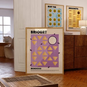 Briouat Art Print, Moroccan Food Wall Art, North African Kitchen Decor, Traditional Pastry Poster, Arabic Sweets Illustration, Foodie Gift