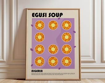 Egusi Soup Art Print, Nigerian Food Wall Art, Traditional Nigeria Cuisine Poster, African Kitchen Decor