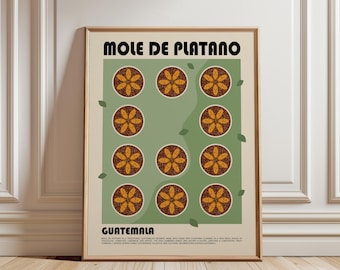 Mole de Plátano Art Print, Guatemalan Dessert Wall Art, Traditional Guatemala Cuisine Poster, Latin Kitchen Decor