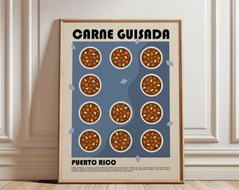 Carne Guisada Art Print, Puerto Rican Food Wall Art, Traditional Puerto Rico Cuisine Poster, Caribbean Kitchen Decor