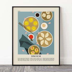 Dim Sum Poster, Chinese Food Print, Dumpling Poster, Modern Kitchen Wall Art, Travel Print, Retaurant Print, Shu mai Print, Egg Tart Poster