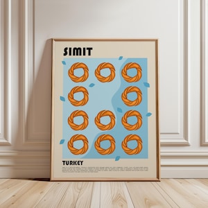Simit Art Print, Turkish Food Wall Art, Traditional Türkiye Bread Poster, Mediterranean Kitchen Decor