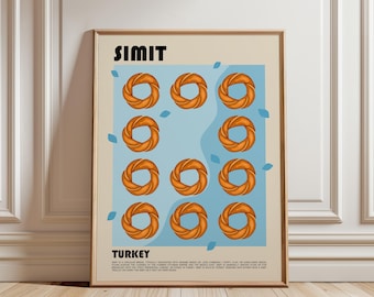 Simit Art Print, Turkish Food Wall Art, Traditional Türkiye Bread Poster, Mediterranean Kitchen Decor