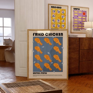 Fried Chicken Art Print, Fast Food Poster, Modern Kitchen Wall Art, Restaurant Print, Chef Print, American Food Art Print, Street Food Print