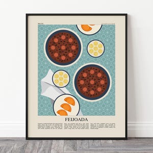 Feijoada Poster, Brazilian Food Print, Brazil Travel Poster, South American Food Art, Modern Kitchen Wall Art, Dining Room Print
