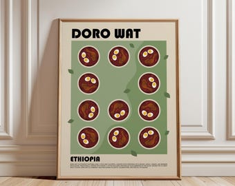 Doro Wat Art Print, Ethiopian Food Wall Art, Traditional Ethiopia Cuisine Poster, African Kitchen Decor