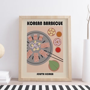 Korean BBQ Poster, Barbecue Barbecue Art Print, Korean Street Food Art Print, Chef Print, Boho Art Print, Asian Food Poster, Meat Lover Art