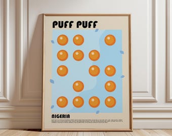 Puff Puff Art Print, Nigerian Dessert Wall Art, Traditional Nigeria Snack Poster, African Kitchen Decor