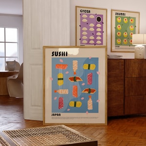 Sushi Poster, Food Print, Modern Kitchen Art Decor, Kitchen Art Decor, Food Illustration, Japan Poster,  Sushi Print, Sashimi Art Poster