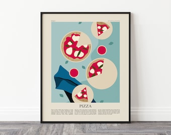 Neapolitan Pizza Art Print, Italian Food Poster, Italy Art, Modern Kitchen Wall Art, Restaurant Print, Chef Print, Travel Print, Food Print