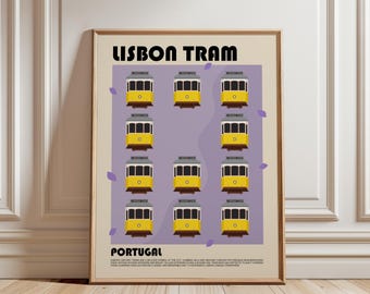 Lisbon Tram Art Print, Portugal Wall Art, Lisbon Travel Poster, European City Decor, Portugal Art Poster, Yellow Tram Poster