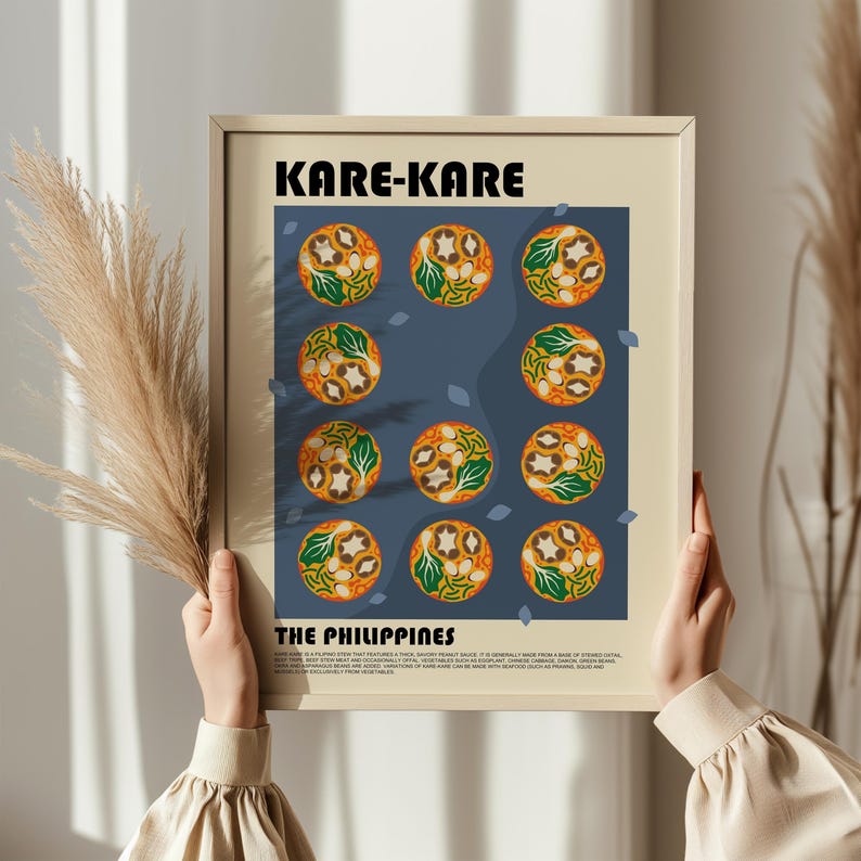 Kare Kare Poster, Filipino Food Poster, Philippines Art, Abstract Food Poster, Vintage Style Food Print, Modern Kitchen Wall Art image 5