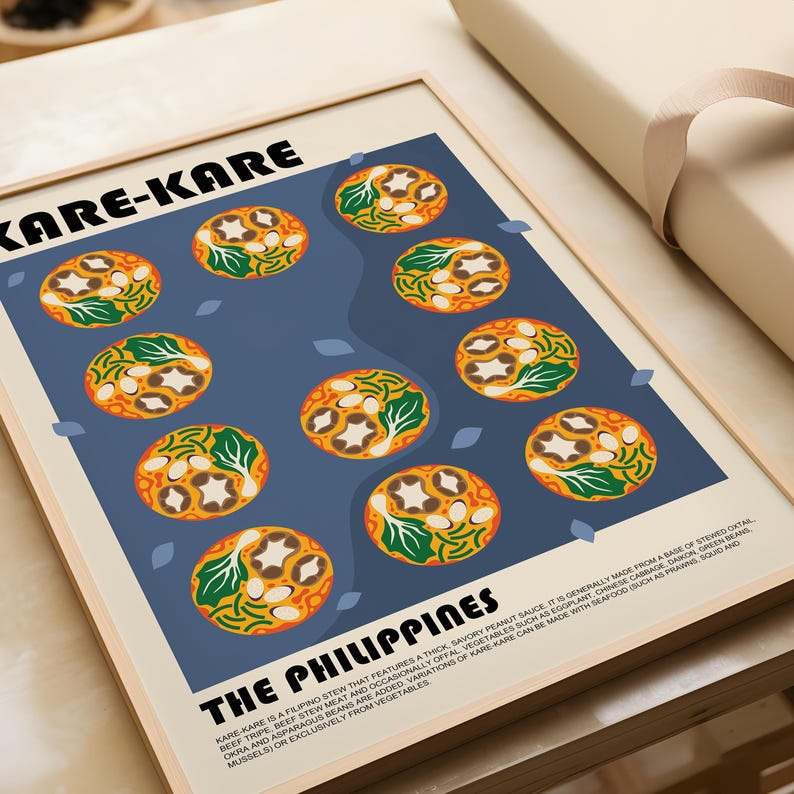 Kare Kare Poster, Filipino Food Poster, Philippines Art, Abstract Food Poster, Vintage Style Food Print, Modern Kitchen Wall Art image 6