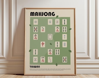 Taiwan Mahjong Art Print, Mahjong Tile Wall Art, Taiwanese Culture Poster, Asian Game Room Decor, Taiwan Game Art Print, Asian Home Decor