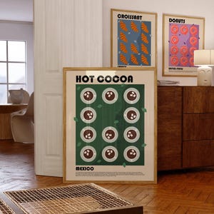 Lámina artística de chocolate caliente, póster de bebida mexicana, póster de México, arte moderno para la pared de la cocina, lámina para restaurante, lámina para cafetería, póster artístico de chocolate caliente imagen 2