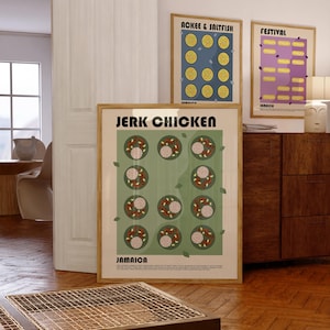 Jerk Chicken Art Print, Jamaican Food Poster, Kitchen Decor, Food Lover Gift, Jamaica Print, Caribbean Food Wall Art, Restaurant Wall Decor