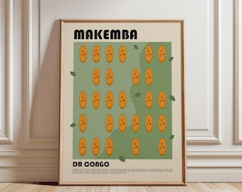 Makemba Art Print, Congolese Food Wall Art, Traditional DR Congo Cuisine Poster, African Kitchen Decor