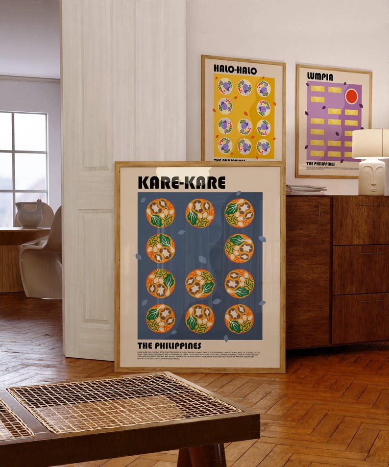 Kare Kare Poster, Filipino Food Poster, Philippines Art, Abstract Food Poster, Vintage Style Food Print, Modern Kitchen Wall Art image 2