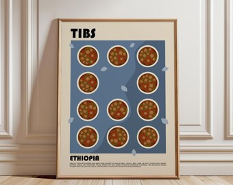 Tibs Art Print, Ethiopian Food Wall Art, Traditional Ethiopia Cuisine Poster, African Kitchen Decor