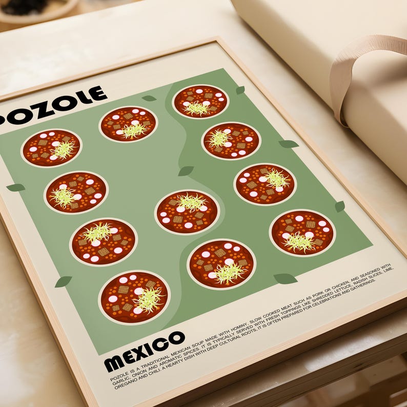 Pozole Art Print, Mexican Soup Poster, Traditional Cuisine Wall Art, Kitchen Decor, Food Lover Gift, Mexico Poster image 5