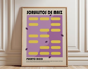 Sorullitos de Maíz Art Print, Puerto Rican Food Wall Art, Traditional Puerto Rico Cuisine Poster, Caribbean Kitchen Decor