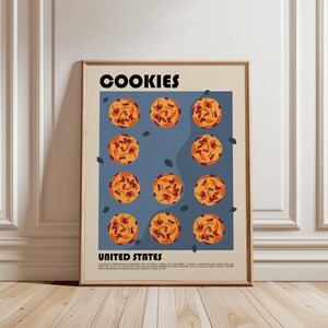Poster di biscotti, stampa artistica di dessert, stampa di biscotti al cioccolato, stampa artistica di dolci, stampa artistica minimalista di cibo, poster di cibo, stampa di pasticceria