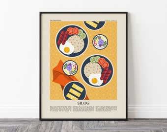 Silog Art Print, Philippines Poster, Filipino Food Art, Asian Breakfast Poster, Restaurant Print, Food Poster, Sinangag Art Poster
