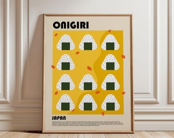 Onigiri Poster, Japan Poster, Japanese Food Print, Food Poster, Food Art, Asian Food Poster, Restaurant Poster, Modern Kitchen Wall Art