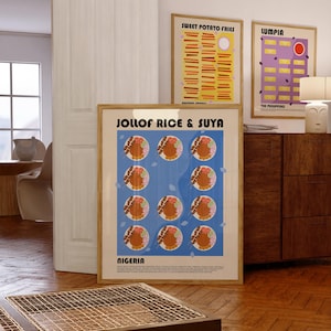 Jollof Rice and Suya Art Print, Nigerian Food Poster, West African Food Art Print, Kitchen Wall Art, Restaurant Print, Travel Poster