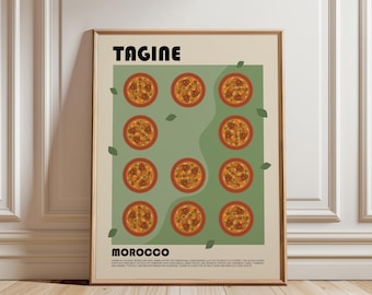 Tagine Art Print, Moroccan Food Wall Art, Traditional Stew Poster, North African Cuisine Decor, Exotic Cooking Illustration, Gift for Foodie
