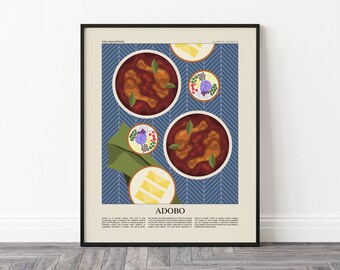 Adobo Art Print, Philippines Poster, Filipino Food Art, Modern Kitchen Wall Art, Restaurant Print, Chef Print, Cafe Print, Food Poster