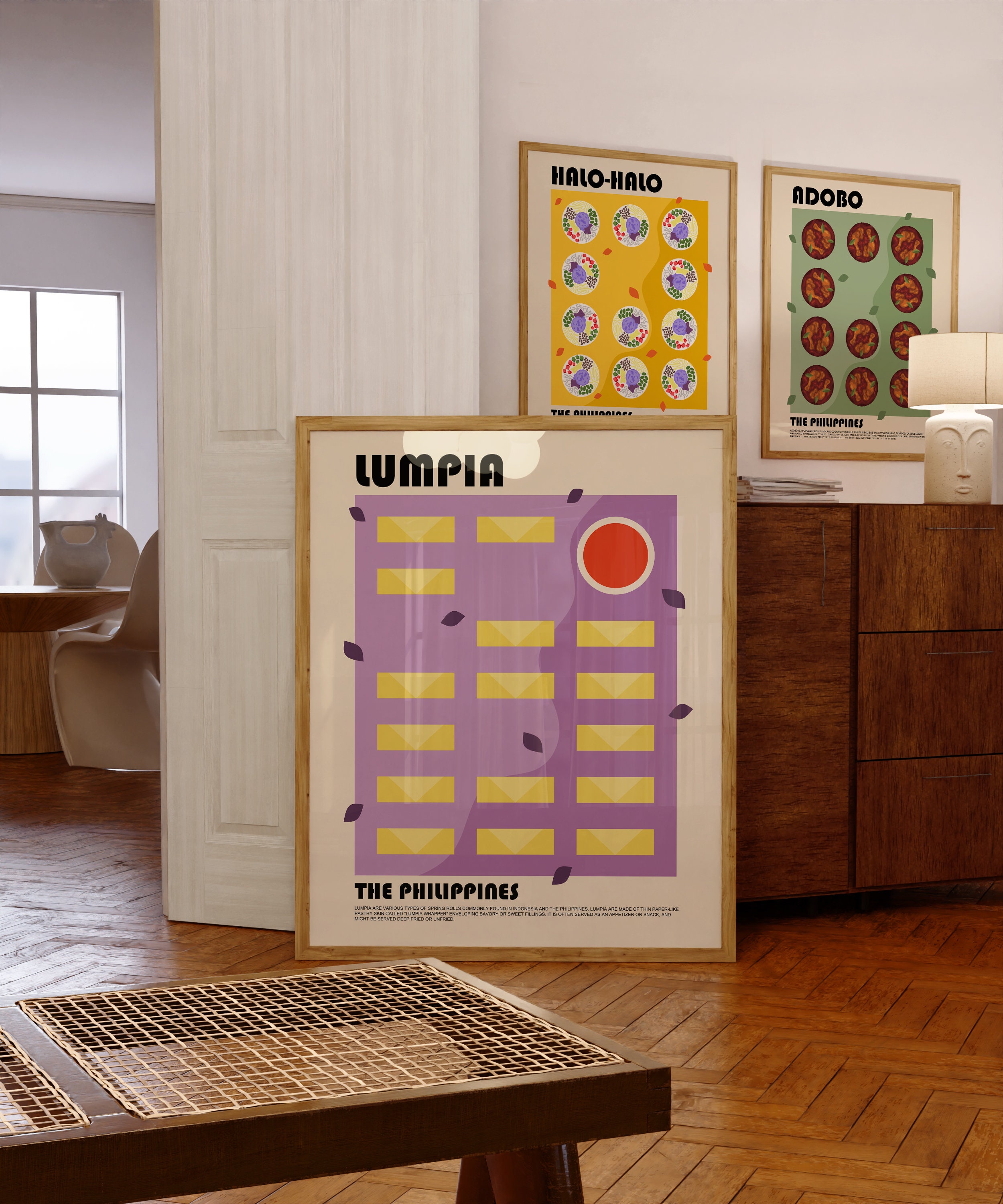 Lumpia Art Print, Filipino Food Art, Minimalist Food Art, Colourful Food Poster, Philippines Poster, Food Poster, Modern Kitchen Wall Decor