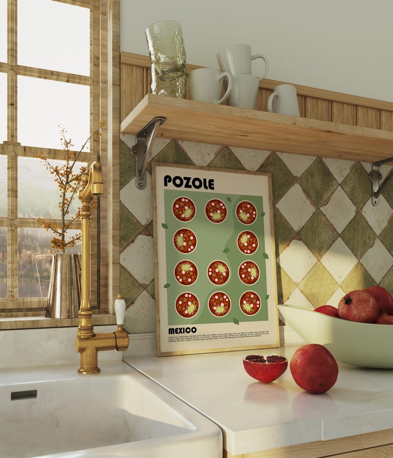 Pozole Art Print, Mexican Soup Poster, Traditional Cuisine Wall Art, Kitchen Decor, Food Lover Gift, Mexico Poster image 3