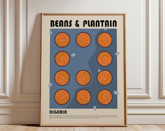 Beans and Plantain Art Print, Nigerian Food Wall Art, Traditional Nigeria Cuisine Poster, African Kitchen Decor