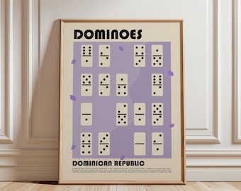 Dominican Dominoes Art Print, Dominican Republic Wall Art, Caribbean Culture Poster, Dominican Home Decor, Latino Home Decor, Game Room Art