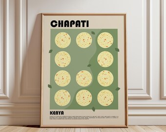 Chapati Art Print, Kenyan Food Wall Art, Traditional Kenya Flatbread Poster, African Kitchen Decor, Kitchen Gallery Wall, Dining Room Art