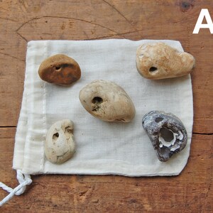 5 Small Hag Stones - Adder Stones - Fairy Stones - Holey Stones - Odin Stones - Witch Stones - Lucky Stones - Magic Stones