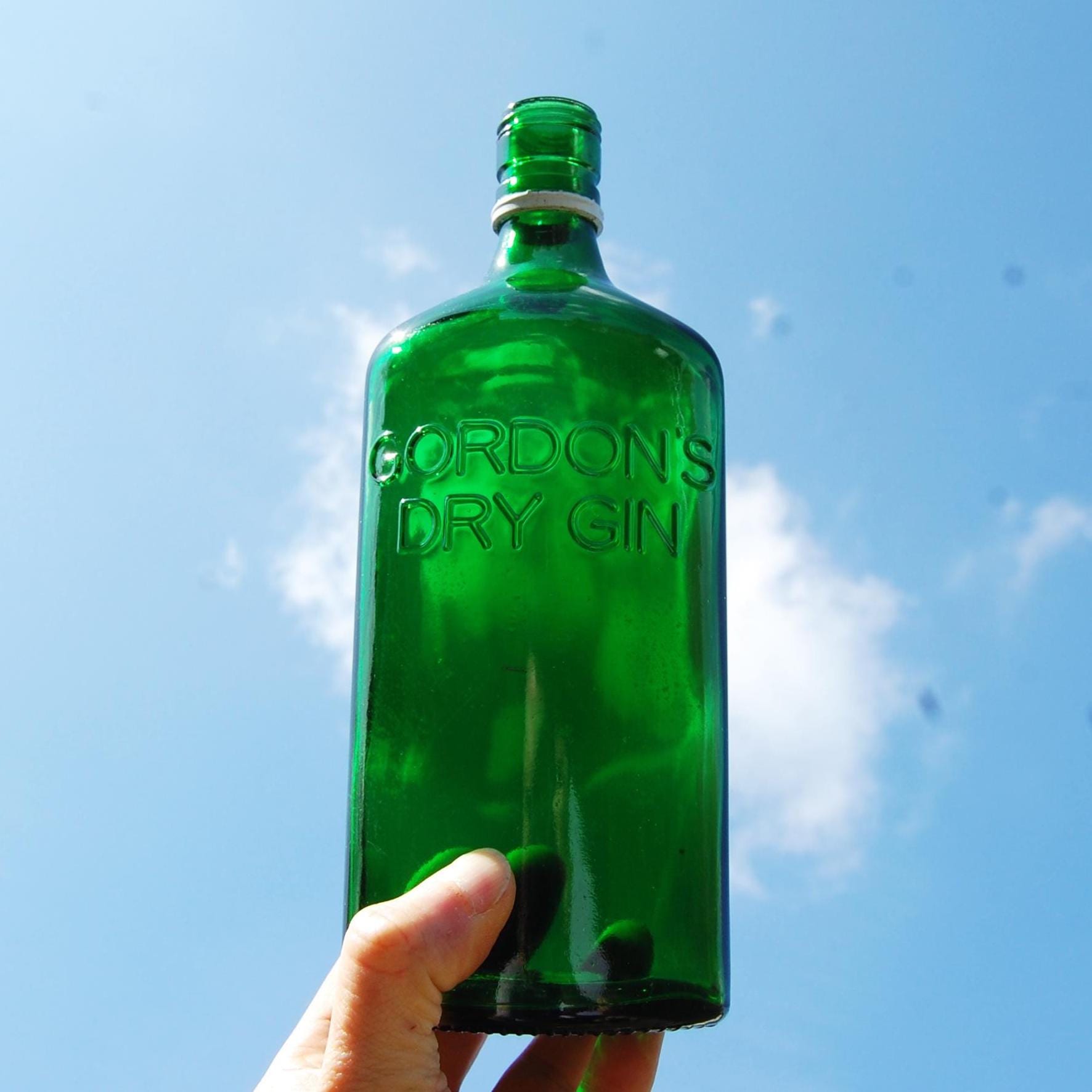 Large Vintage Gordons Gin Bottle - - Old Green Bottle - Etsy
