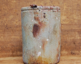 Vaso vittoriano in gres smaltato a sale – Ritrovamento in una discarica danneggiata da un incendio – c.1900 Ceramica rustica