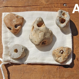Set of 5 Small Hag Stones - Adder Stones - Fairy Stones - Holey Stones - Odin Stones - Witch Stones - Lucky Stones - Magic Stones