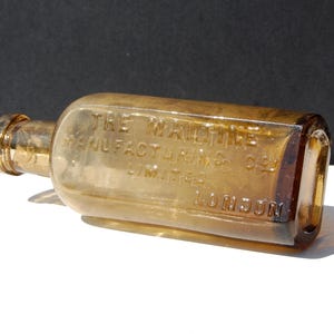 Antique Victorian Amber Glass Medicine Bottle – &quot;The Maltine Manufacturing Co. London&quot; – Apothecary Bottle – Collectible Vintage Amber Glass