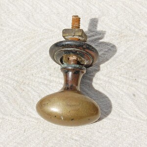 Single Vintage Solid Brass Oval Cabinet Knob - Antique Style Oblong Drawer Pull - Cast Brass Cupboard Handle with Square Nut Replacement