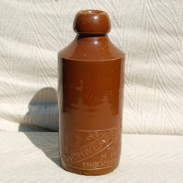 Edwardian Schweppes Bottle - Old Stoneware Bottle - Antique Bottle