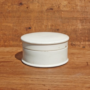 Antique Victorian Ironstone Lidded Pot – White Ceramic Vanity Jar c.1900
