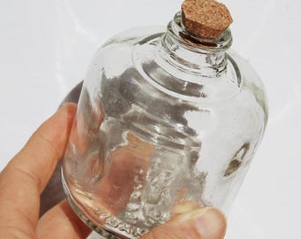Unusually Large Vintage Swan Mabie Todd Glass Inkwell – Circa 1920–1935 – Embossed “Swan Ink” Bottle with Hand-Cut Cork Stopper