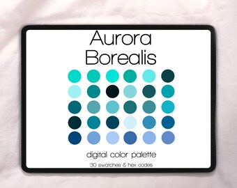 Aurora Borealis Color Palette | Color Chart | Digital Download | HEX Codes | iPad Procreate | Goodnotes | Instant Download