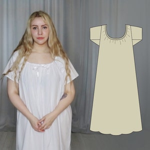 Digital Pattern - PDF - Regency Chemise - 18th Century Shift Historical Undergarments Nightgown