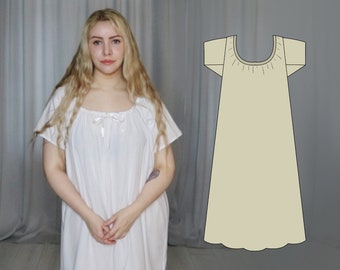 Patron numérique - PDF - Regency Chemise - 18th Century Shift Historical Undergarments Nightgown